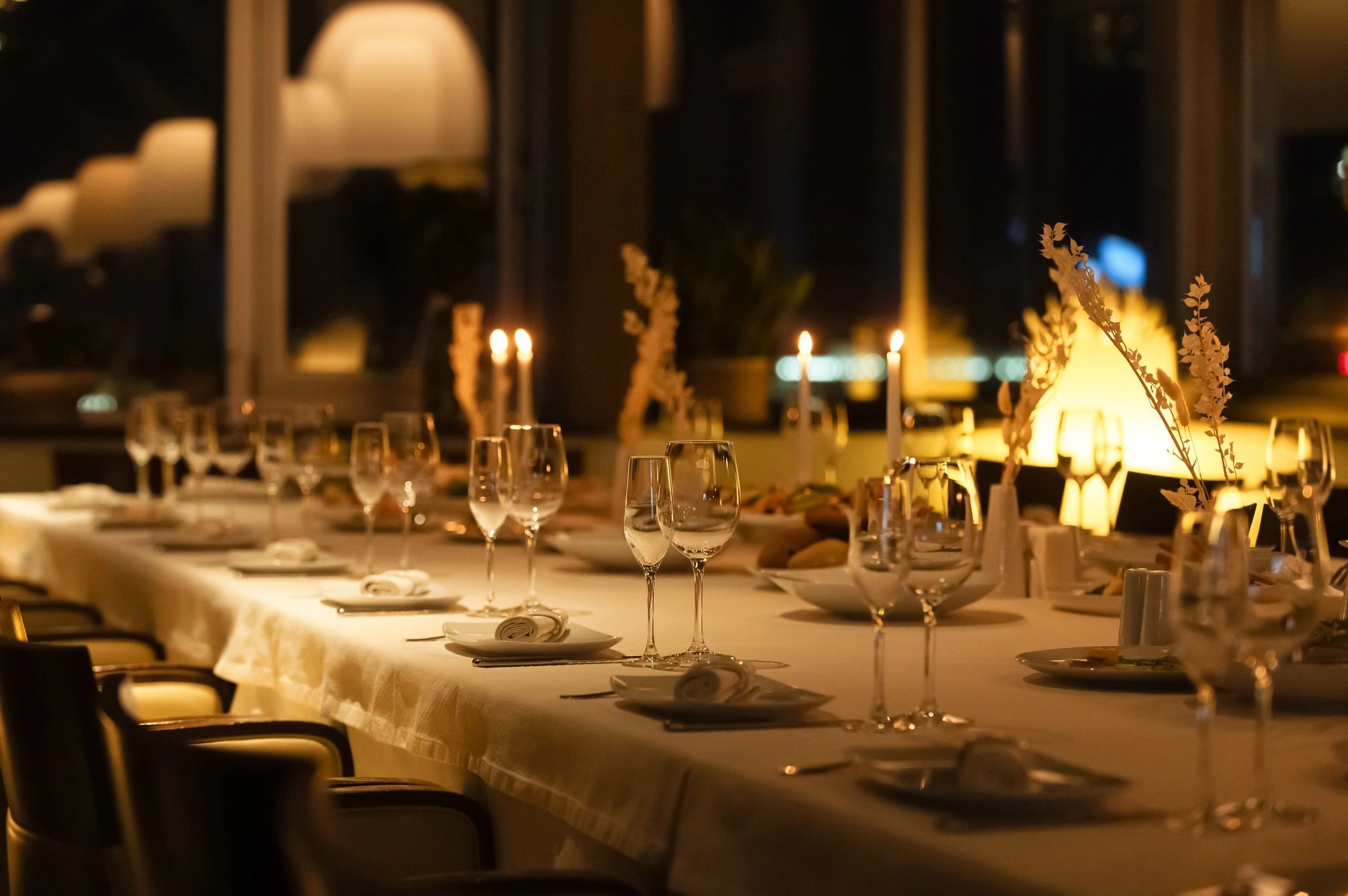 modern restaurant table with food
