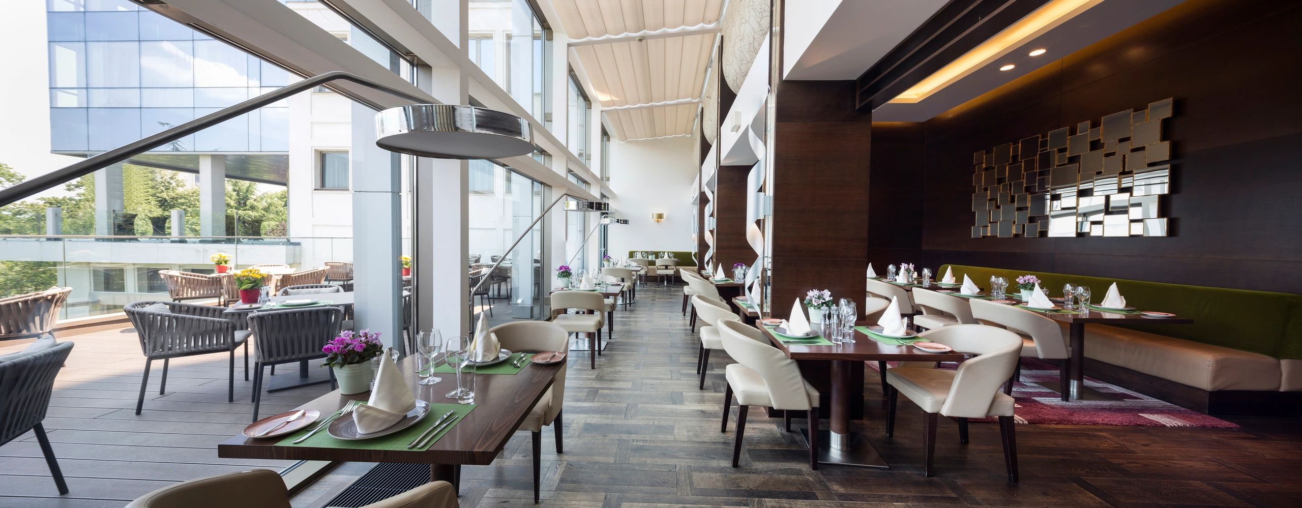 modern restaurant table with food